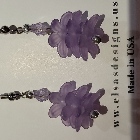 1770- Beads Handmade Women's Earrings Purple Color NWT - Picture 4 of 4